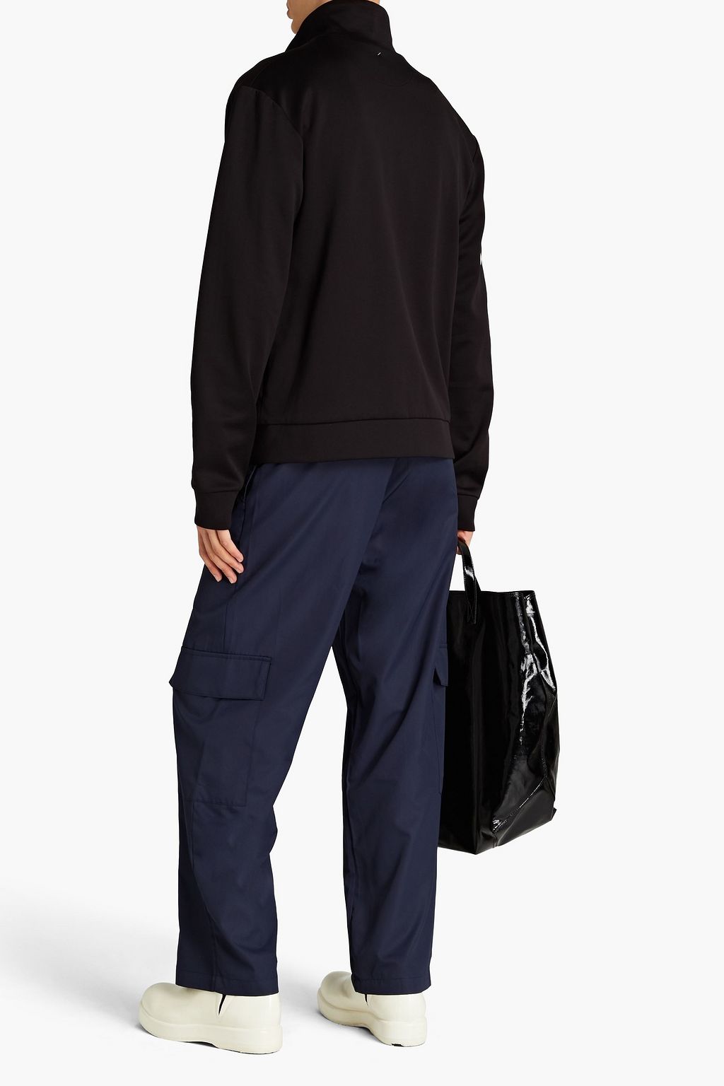 VALENTINO GARAVANI Rockstud neoprene-paneled jersey zip-up jacket