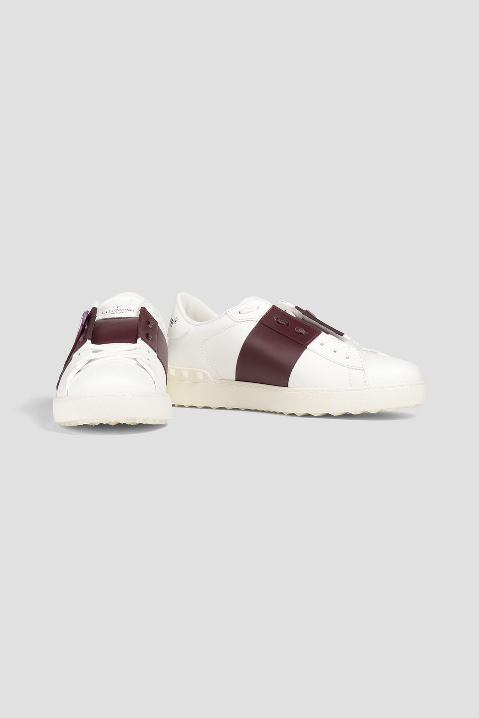 Valentino With Undercover Rockstud Untitled Two-tone Appliquéd Leather Sneakers In White
