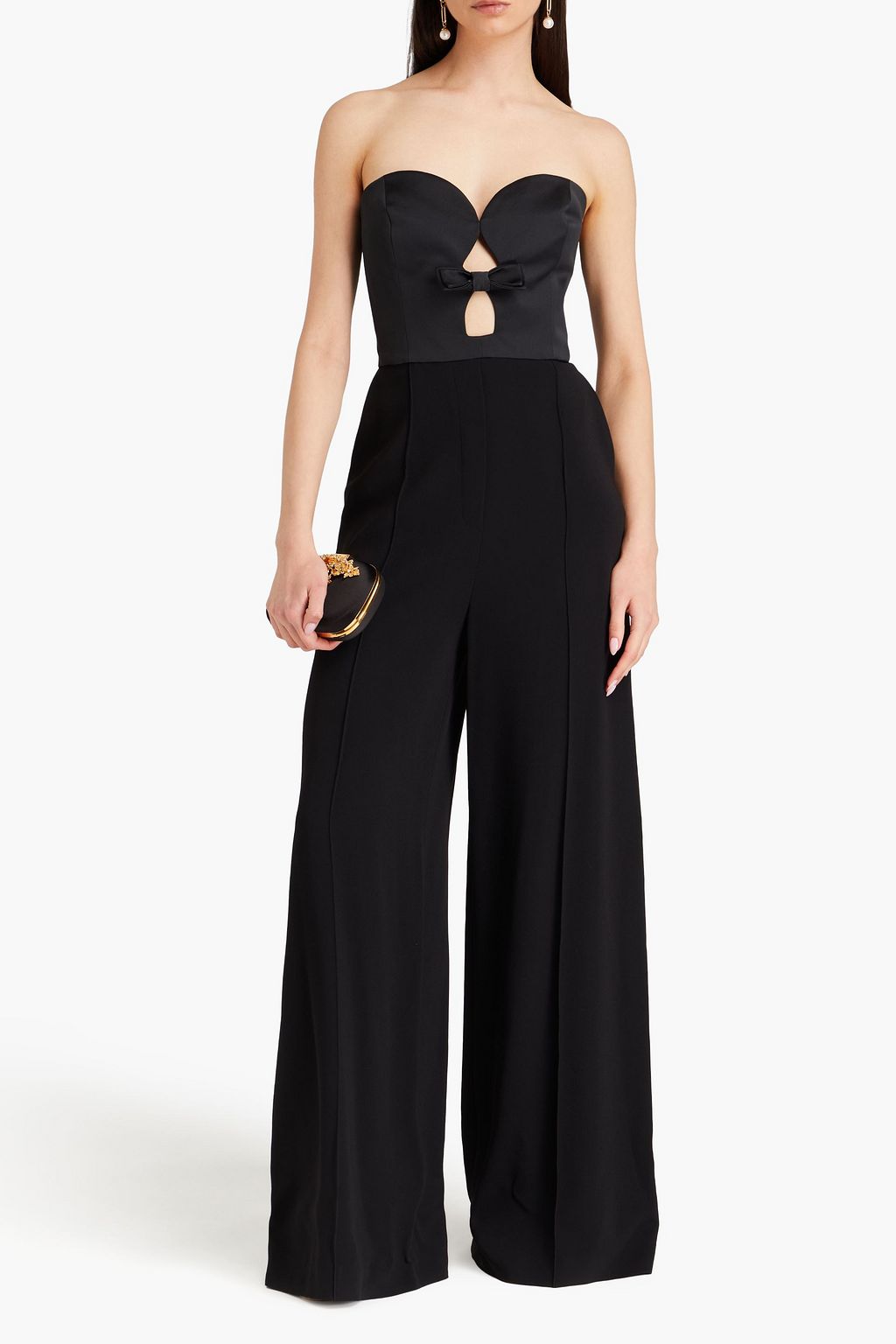 ELIE SAAB Strapless cutout taffeta wide-leg jumpsuit
