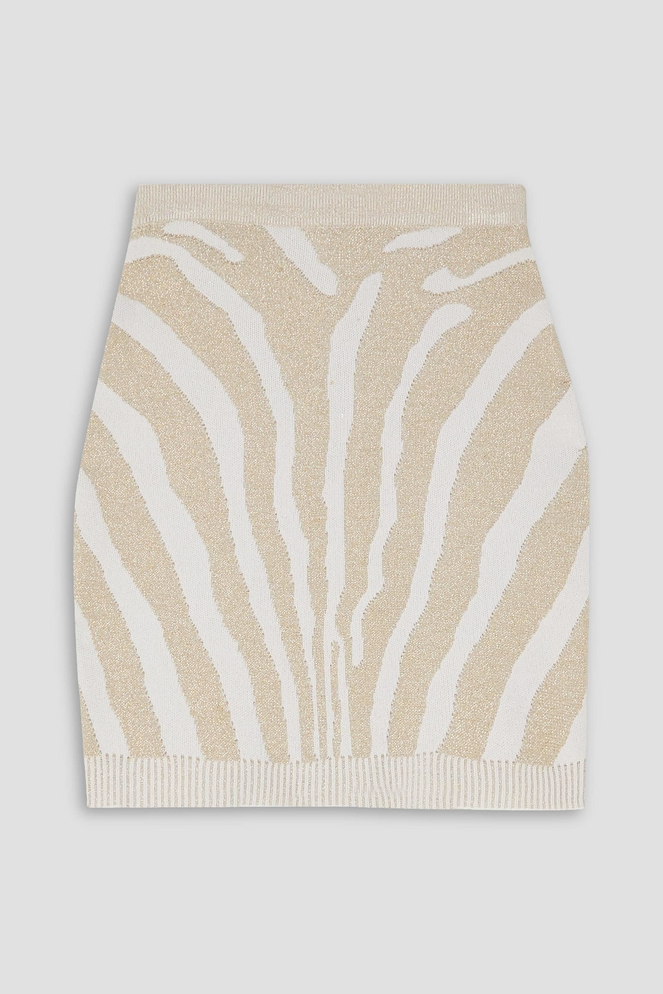balmain - metallic jacquard-knit mini skirt - animal print - fr 34