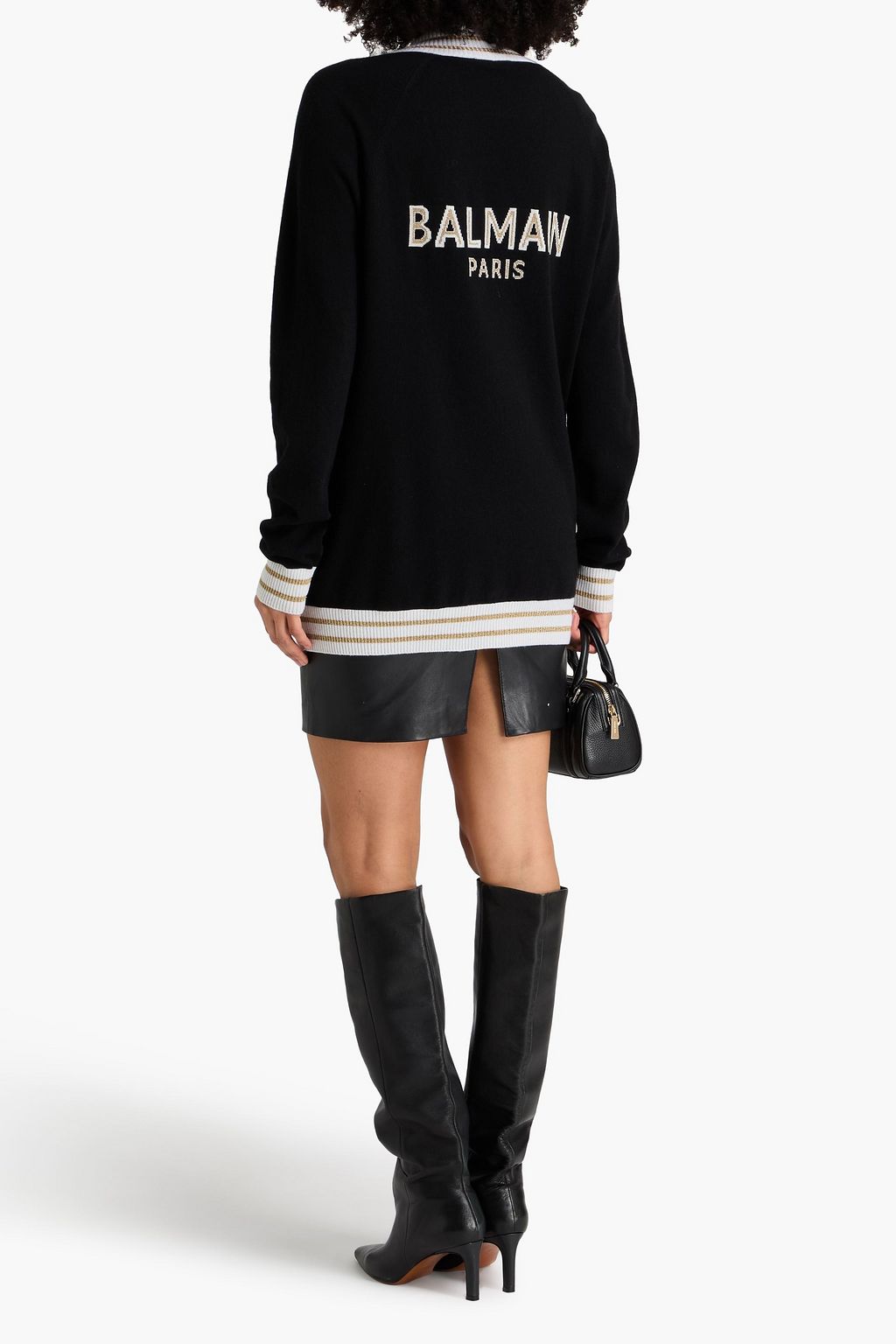 BALMAIN كارديغان من مزيج الصوف مزخرف بلمعة معدنية
