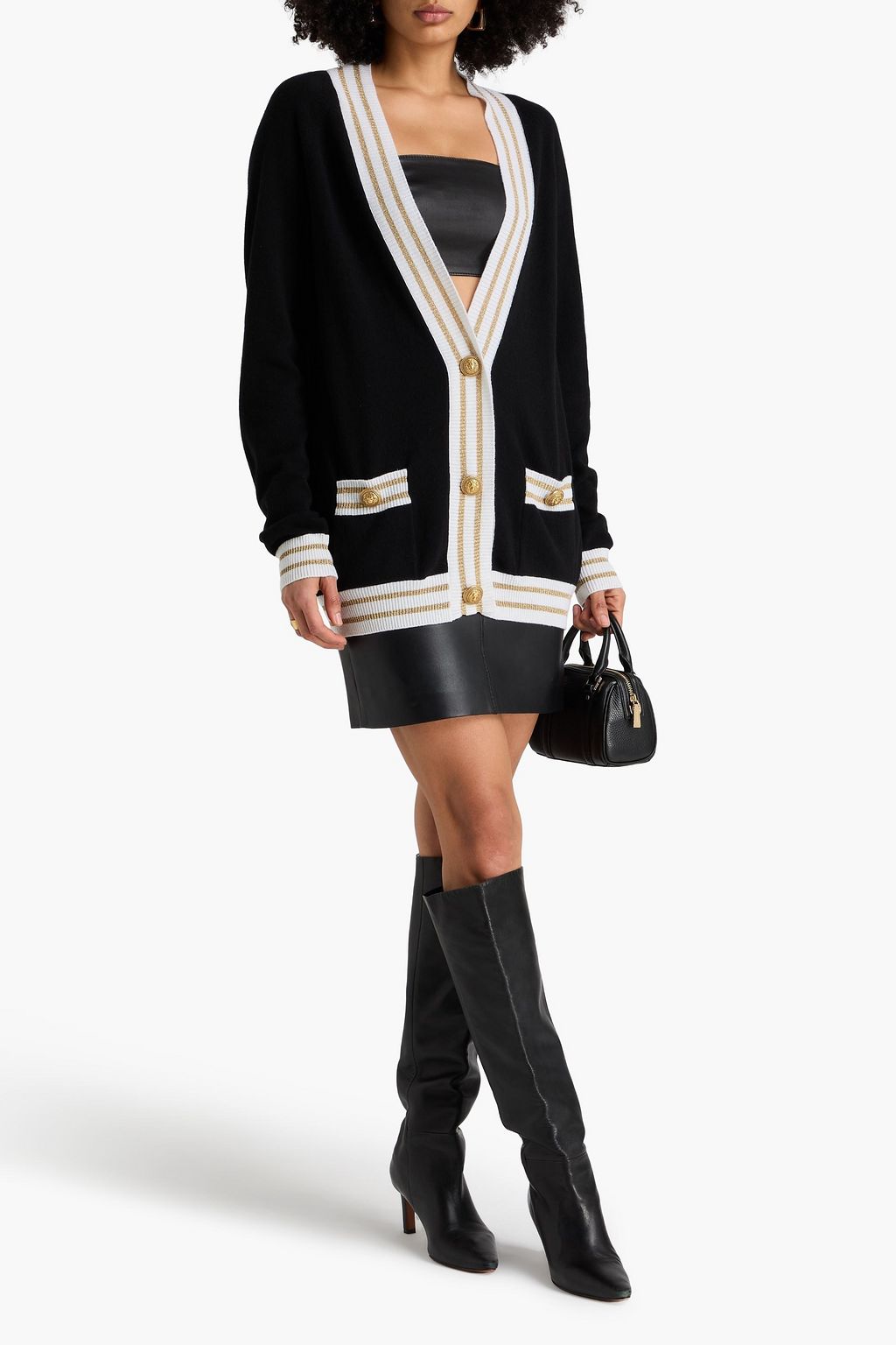 BALMAIN كارديغان من مزيج الصوف مزخرف بلمعة معدنية