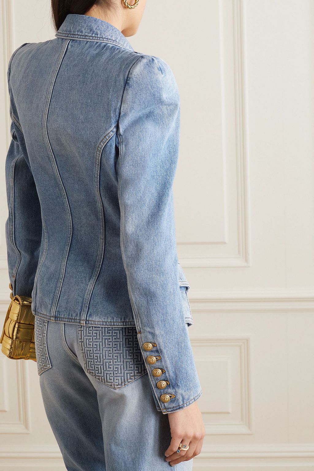 BALMAIN بليزر من الدنيم بصفين من الأزرار