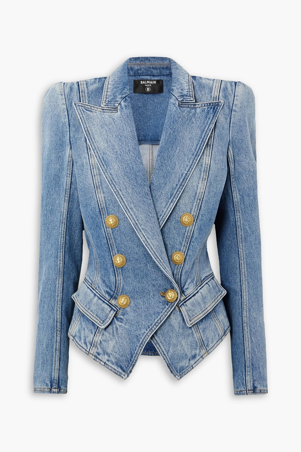 BALMAIN DOUBLE-BREASTED DENIM BLAZER