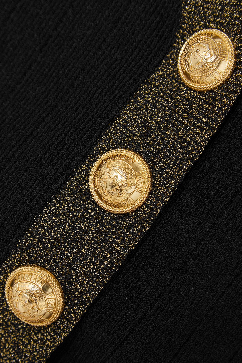 BALMAIN Metallic ribbed wool-blend cardigan