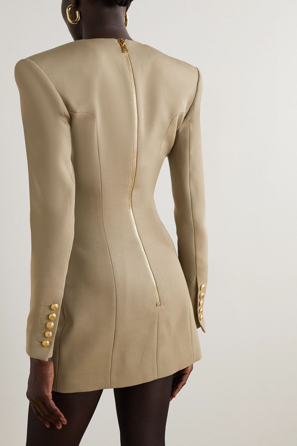 BALMAIN Button-embellished wool mini dress