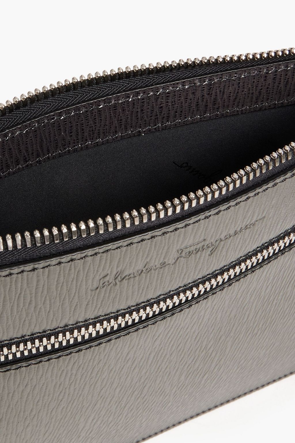 FERRAGAMO Two-tone textured-leather pouch