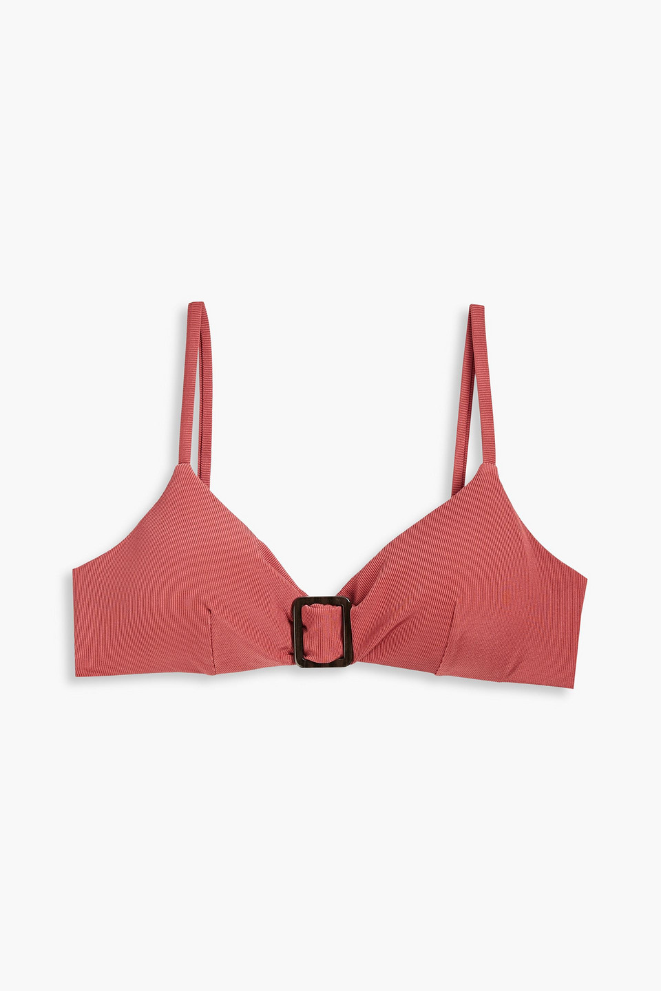 Jets By Jessika Allen Buckle-embellished Ribbed Bikini Top In Antique Rose
