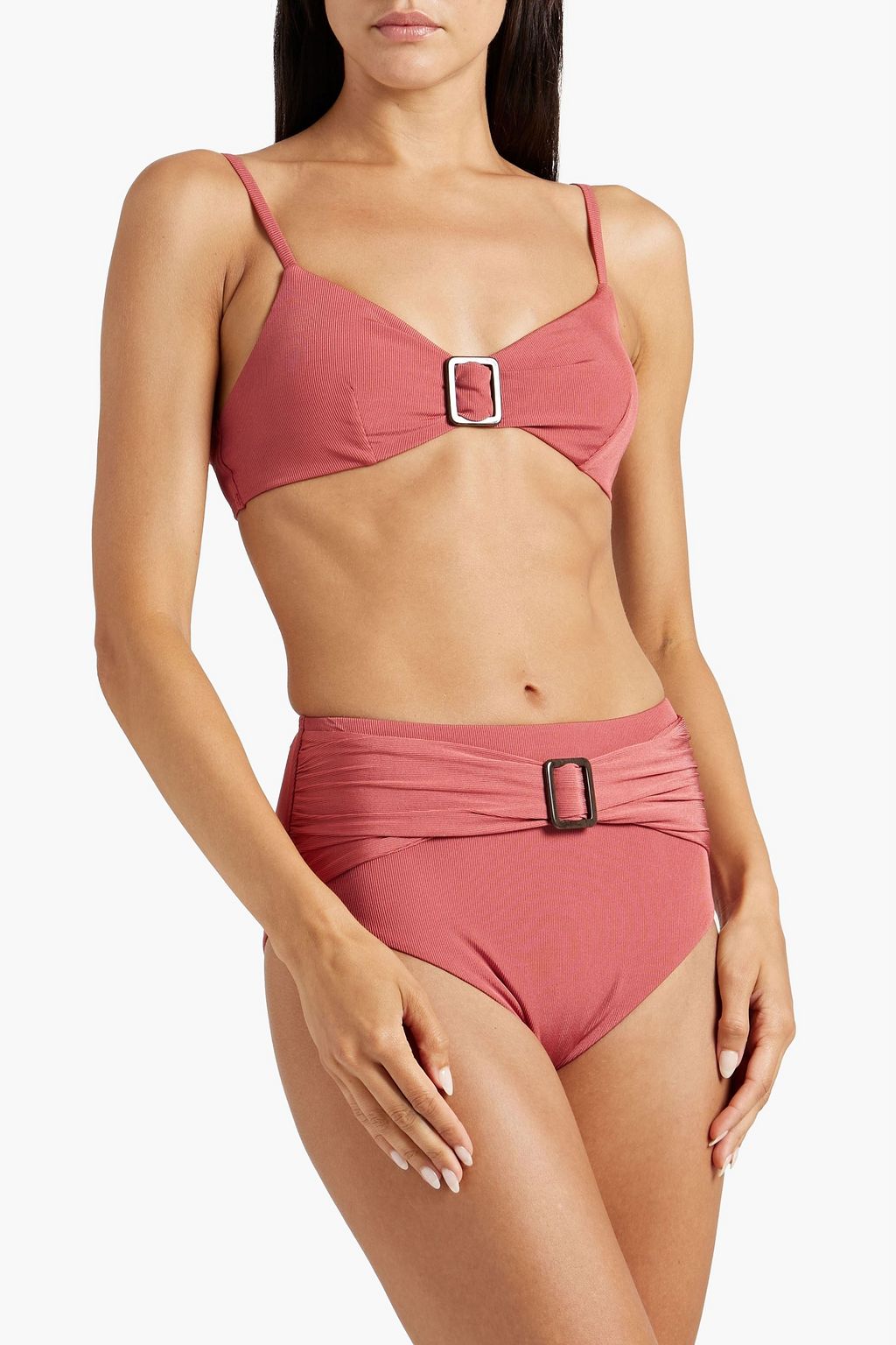 JETS AUSTRALIA BY JESSIKA ALLEN Buckle-embellished ribbed high-rise bikini briefs