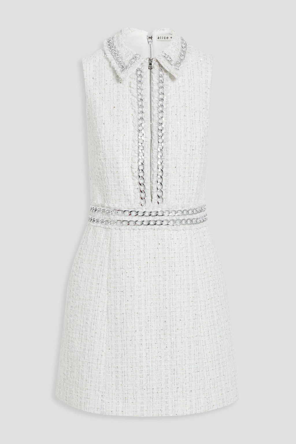 ALICE + OLIVIA Ellis chain-embellished metallic tweed mini dress | THE ...