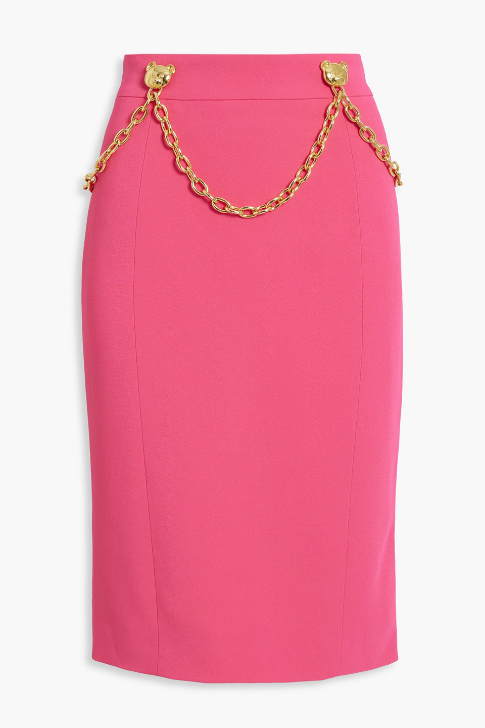 Chain-embellished crepe pencil skirt
