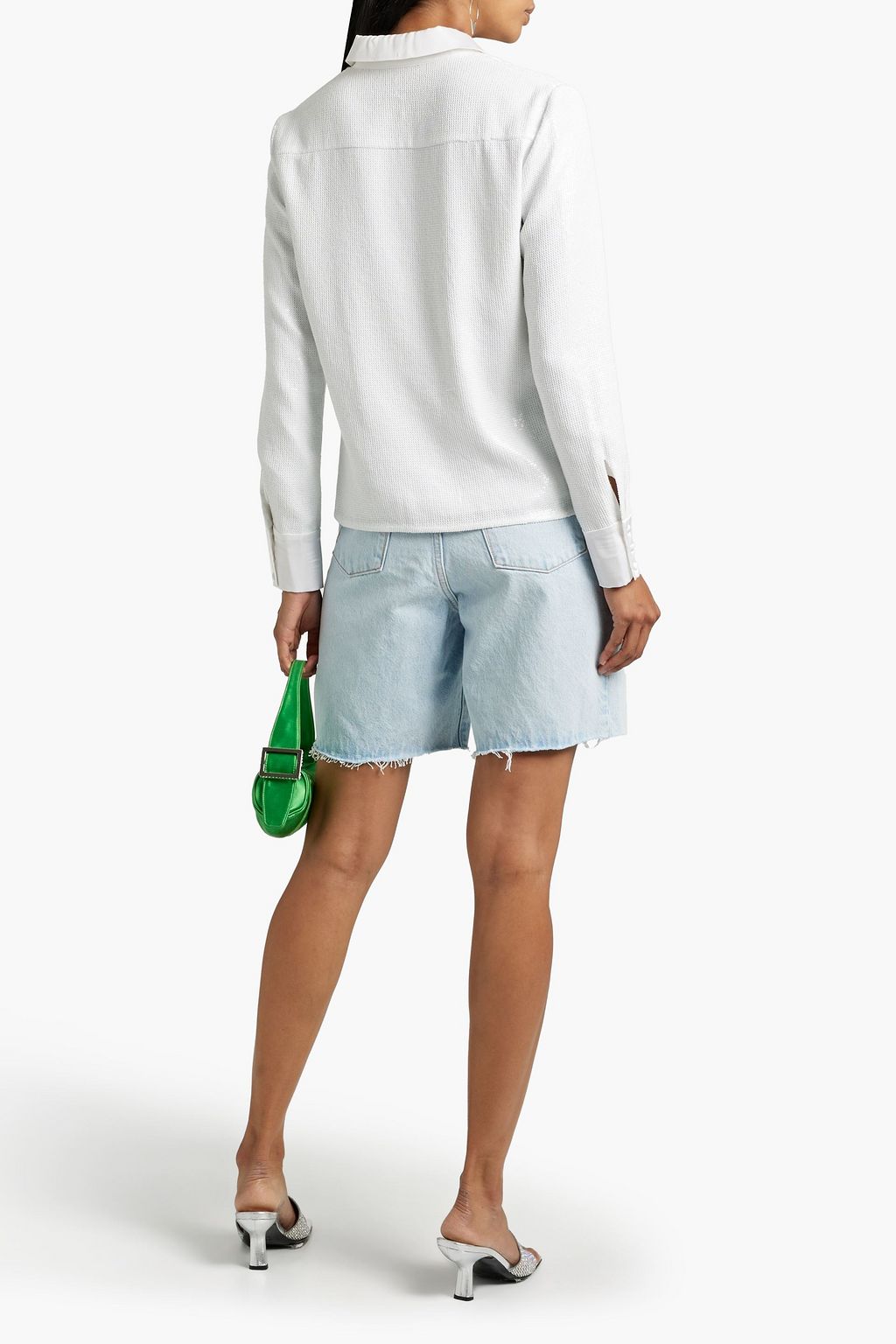 ALICE + OLIVIA Willa satin-trimmed sequined woven shirt