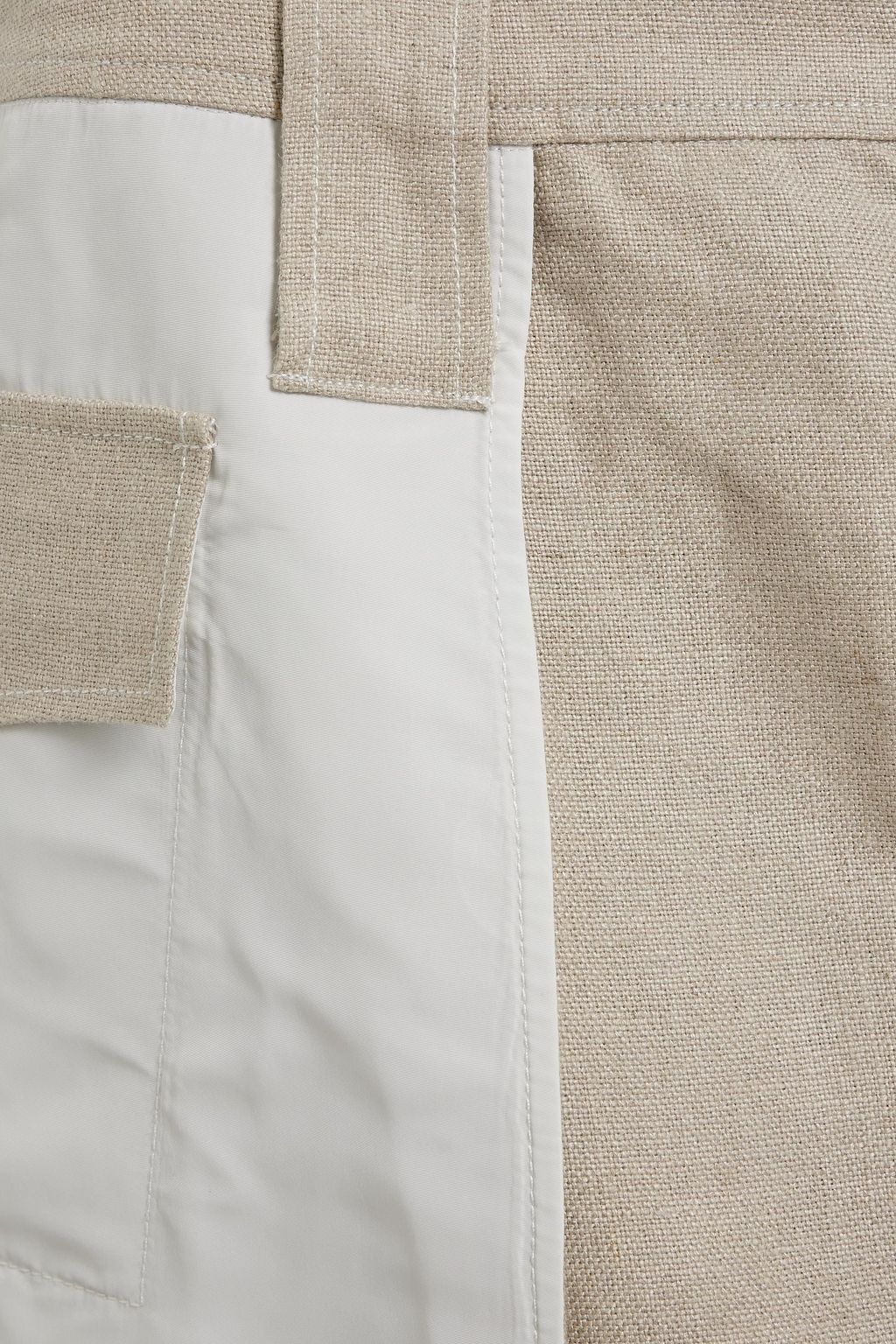 GANNI Shell-paneled linen mini skirt