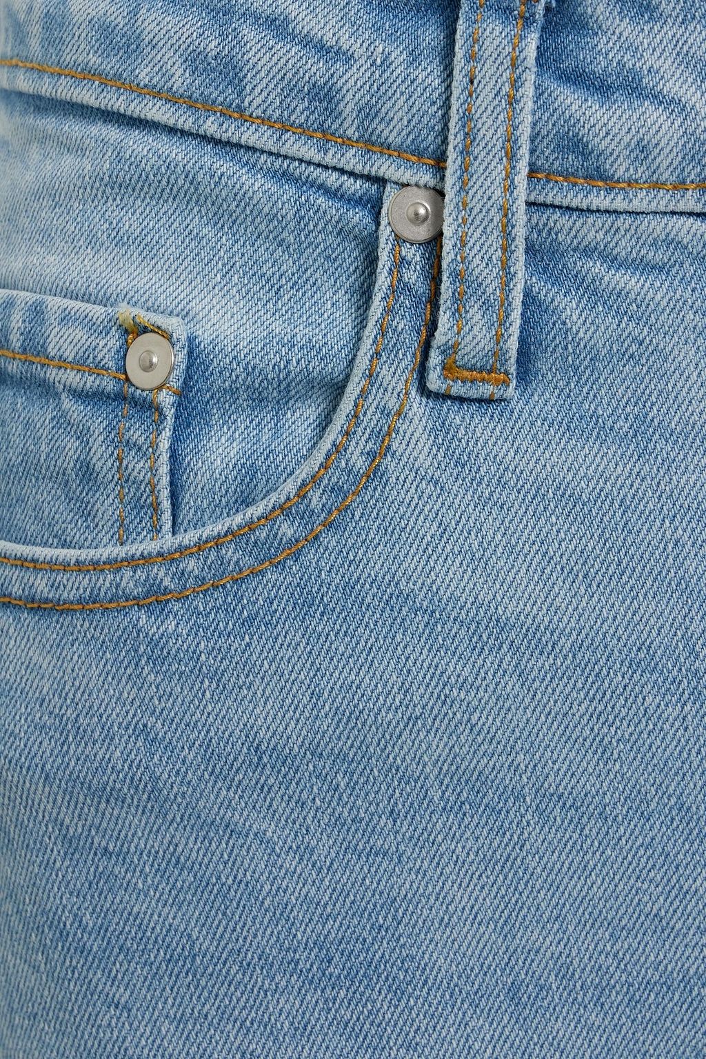 NOBODY DENIM Hoch sitzende Cropped Jeans mit geradem Bein und Stickereien