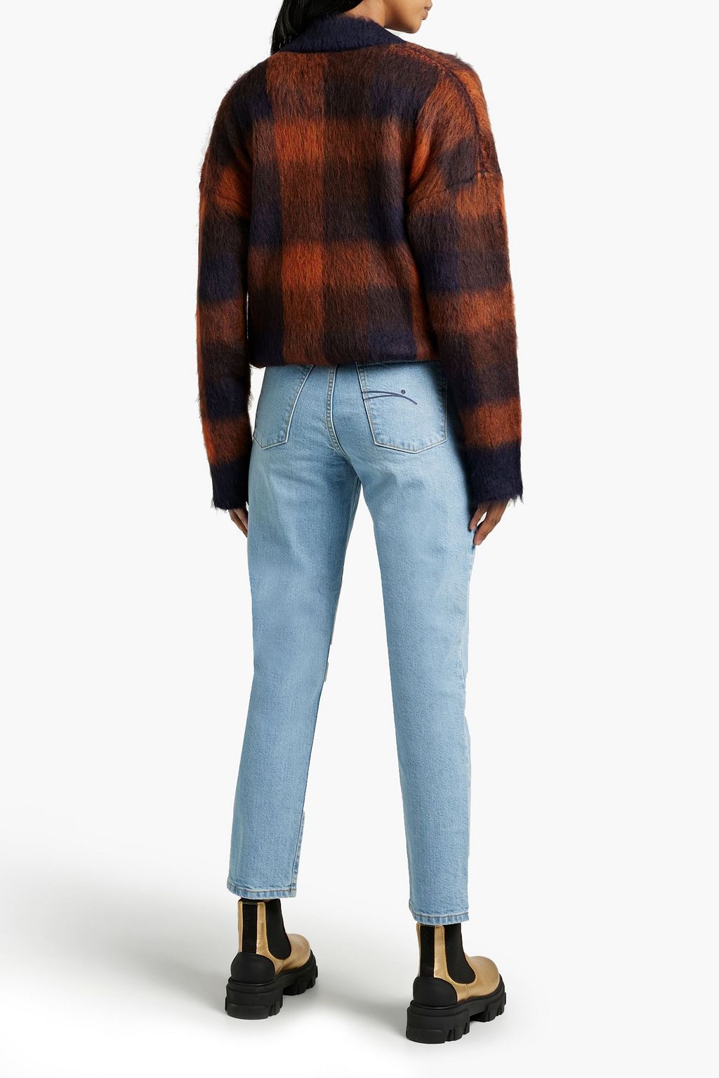 NOBODY DENIM Hoch sitzende Cropped Jeans mit geradem Bein und Stickereien