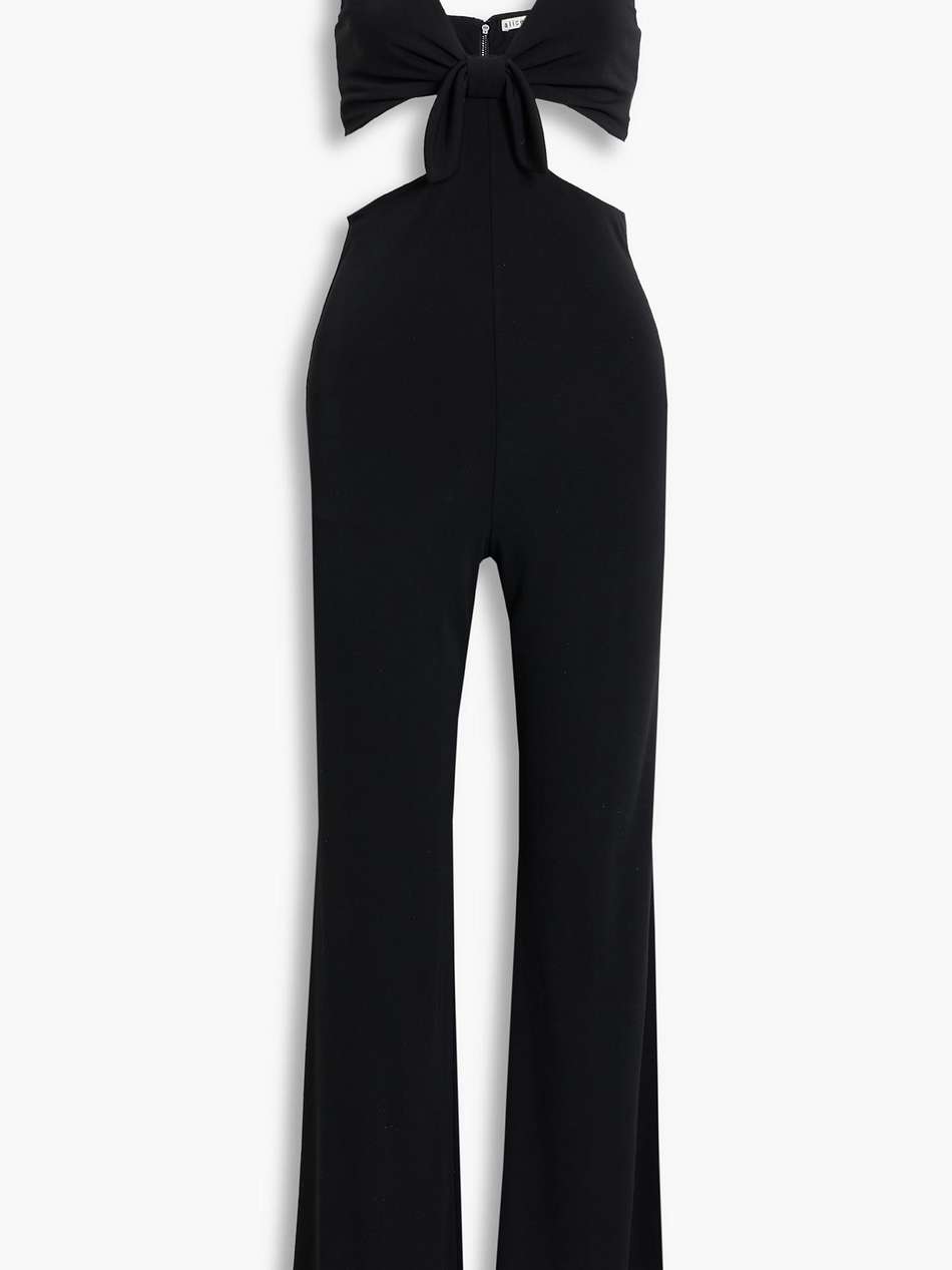 havana bow-embellished cutout cady jumpsuit