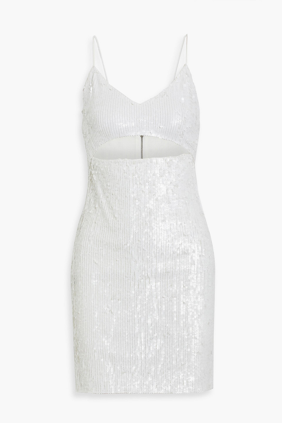 Alice And Olivia Valli Cutout Sequined Mesh Mini Slip Dress In White |  ModeSens
