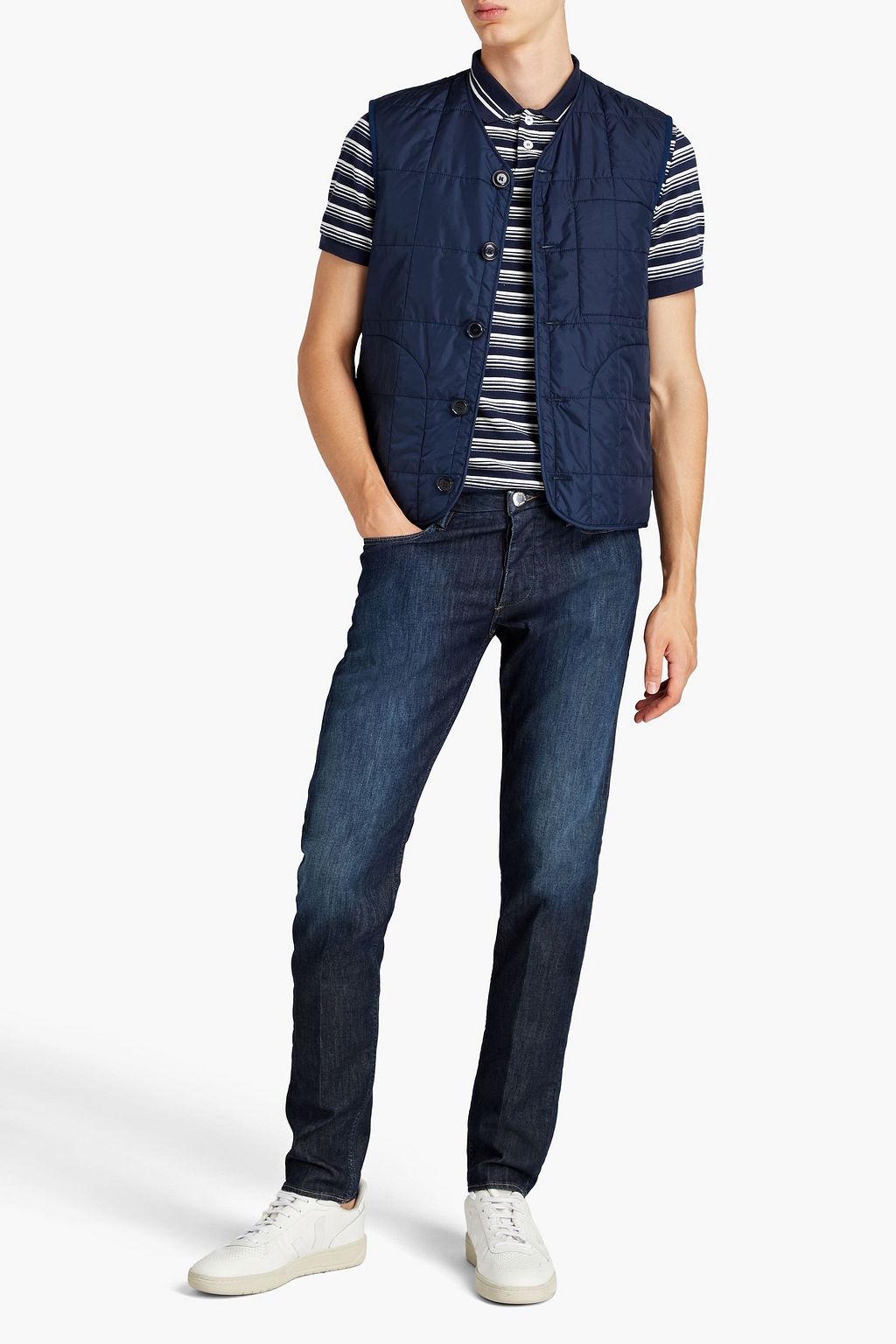 EMPORIO ARMANI Slim-fit faded denim jeans