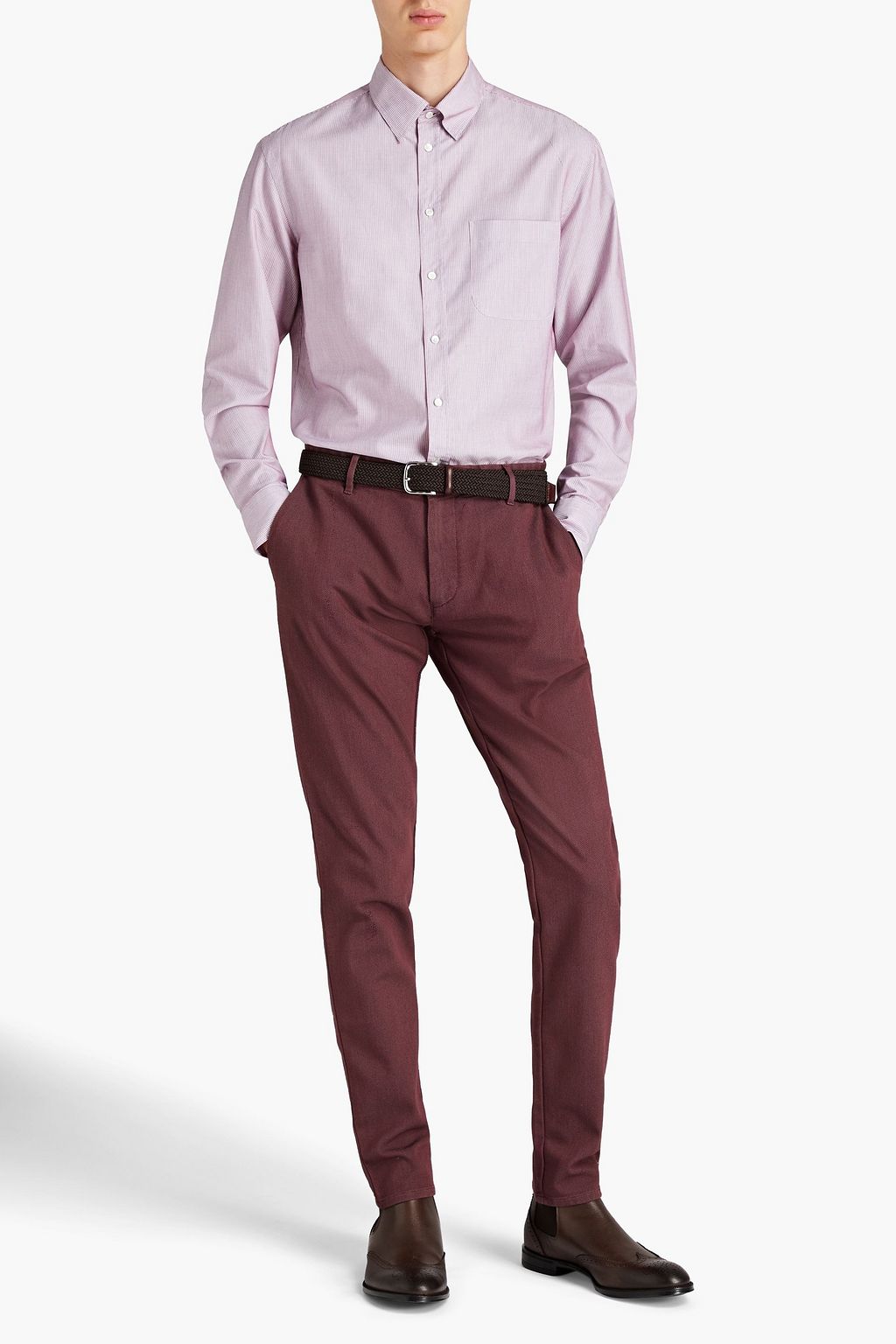 EMPORIO ARMANI Striped cotton-jacquard shirt