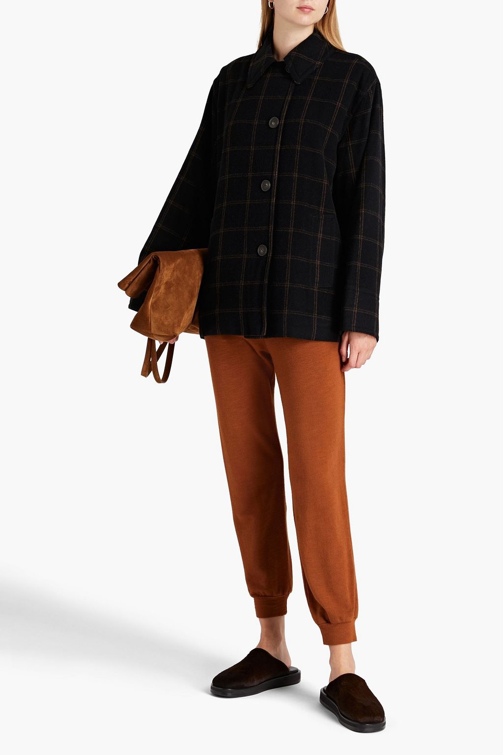 VINCE. Karierter Mantel aus Woll-Flanell