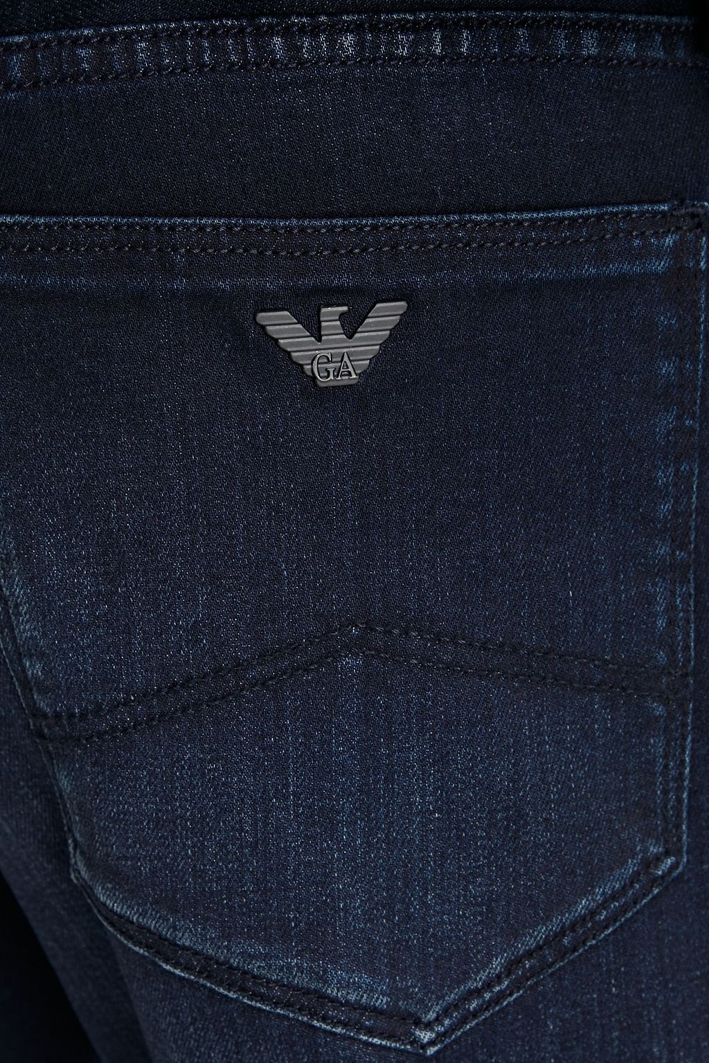 EMPORIO ARMANI Slim-fit whiskered denim jeans