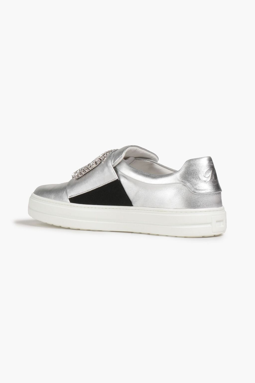 ROGER VIVIER Embellished metallic leather sneakers