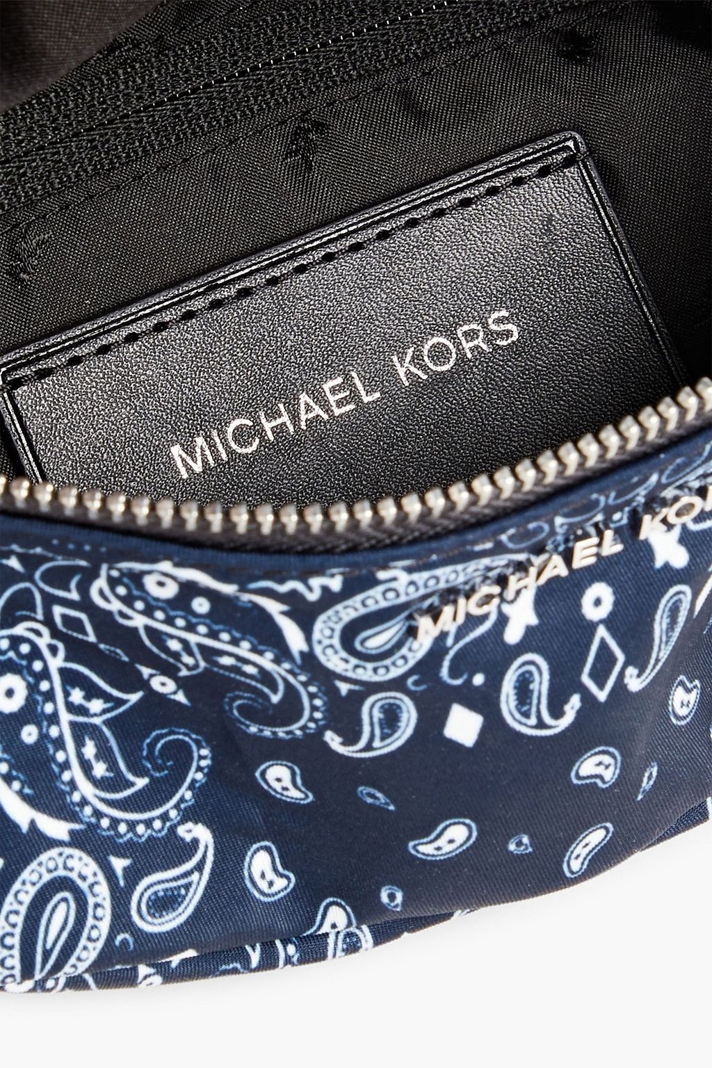 MICHAEL KORS Faux leather-trimmed paisley-print twill belt bag