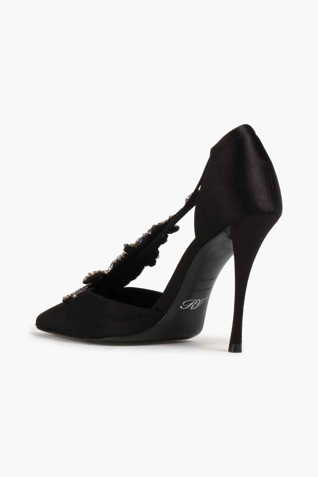 ROGER VIVIER حذاء بكعب عالٍ من الساتان مزين بالكريستال
