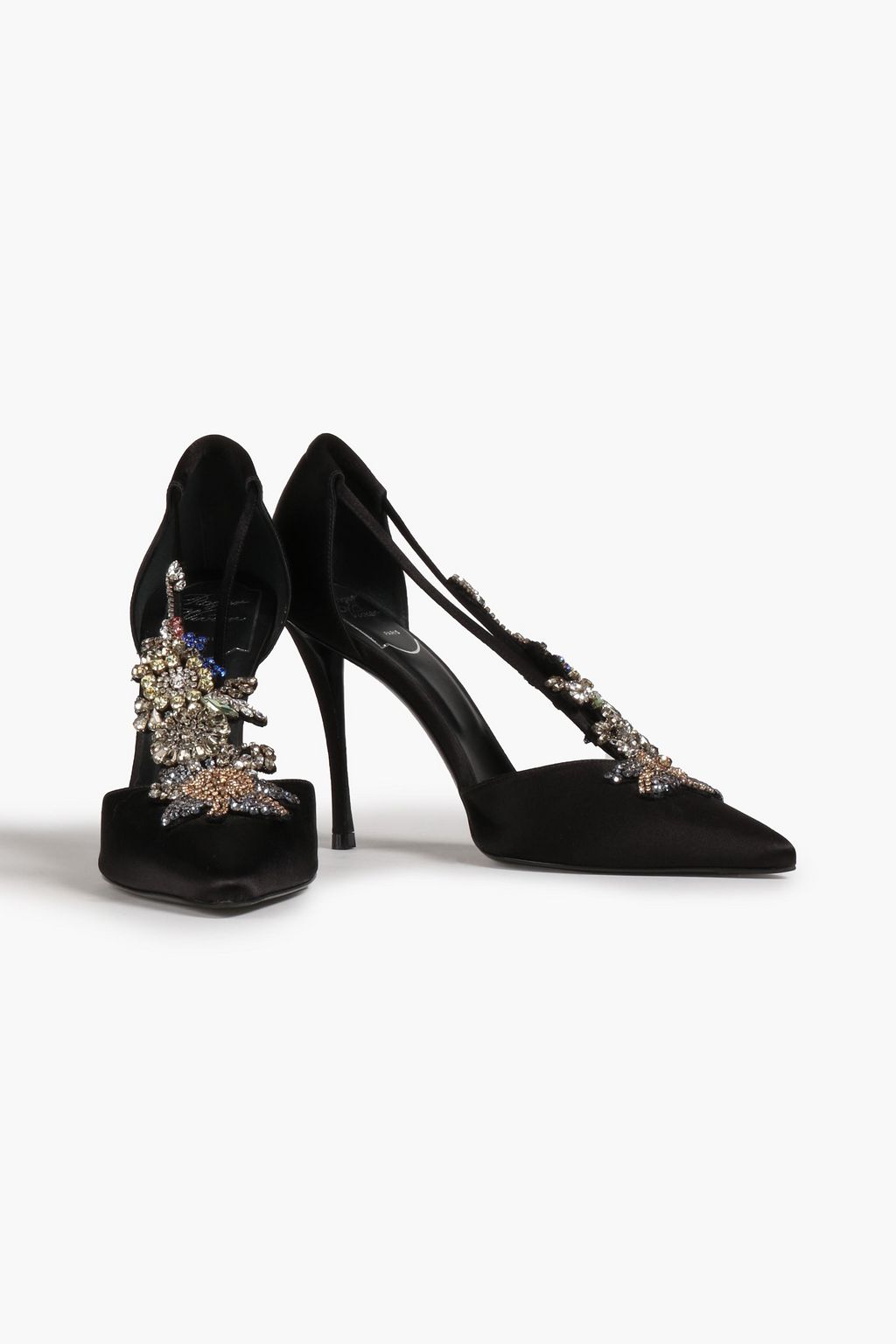 ROGER VIVIER حذاء بكعب عالٍ من الساتان مزين بالكريستال