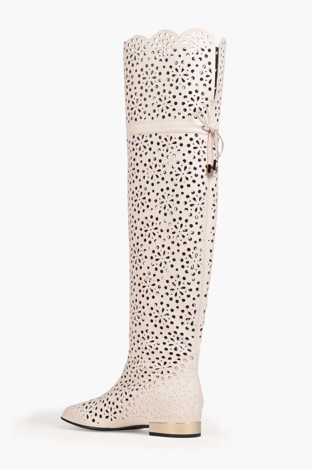 ROGER VIVIER レザー サイハイブーツ レーザーカット