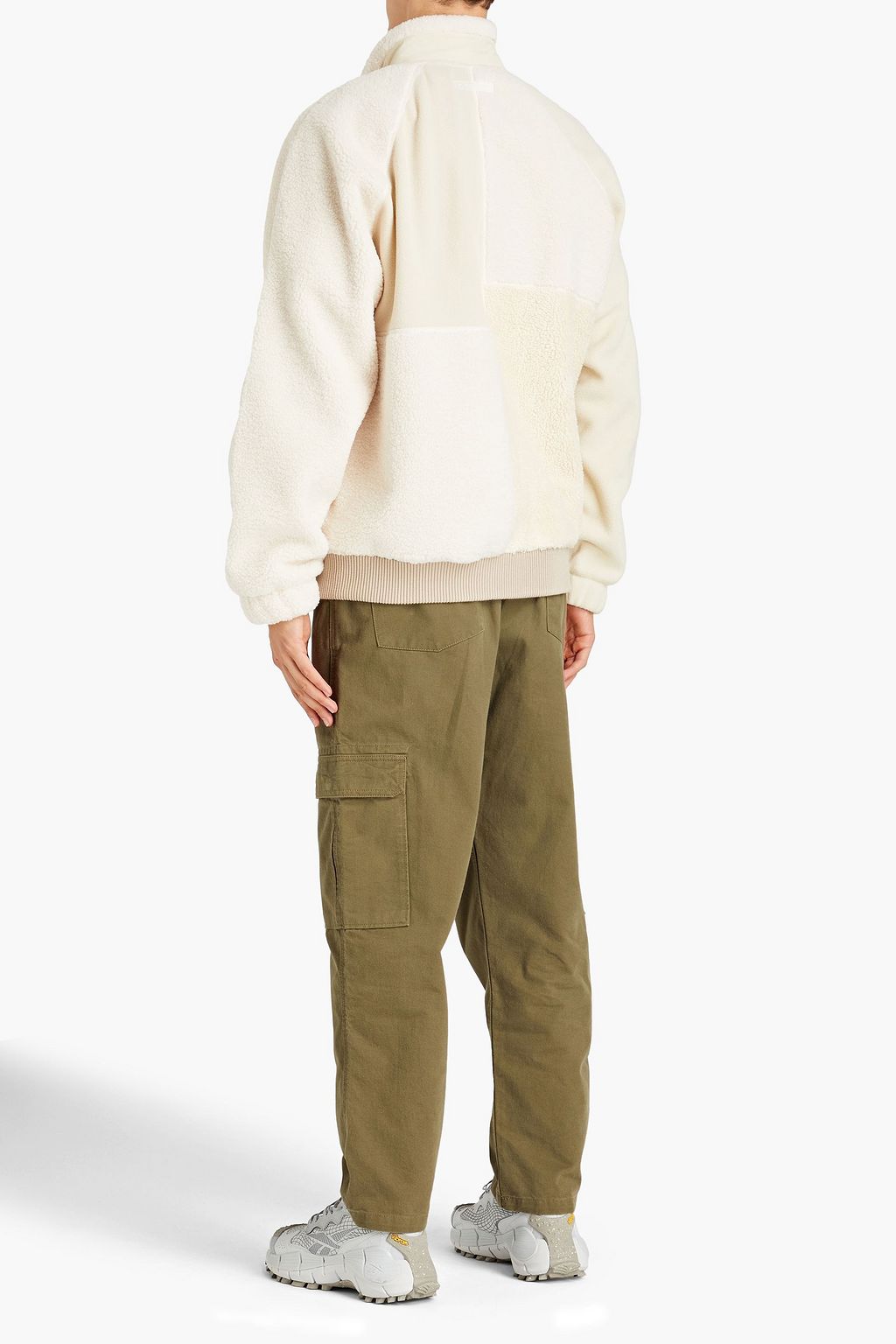HELMUT LANG Patchwork-effect shell and faux shearling zip-up jacket