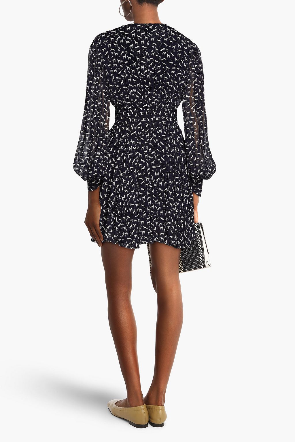 MAJE Wrap-effect printed crepon mini dress