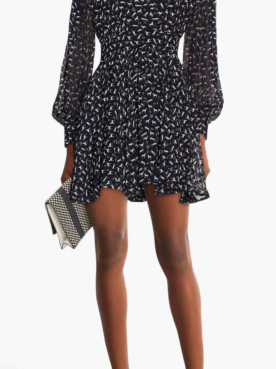 wrap-effect printed crepon mini dress