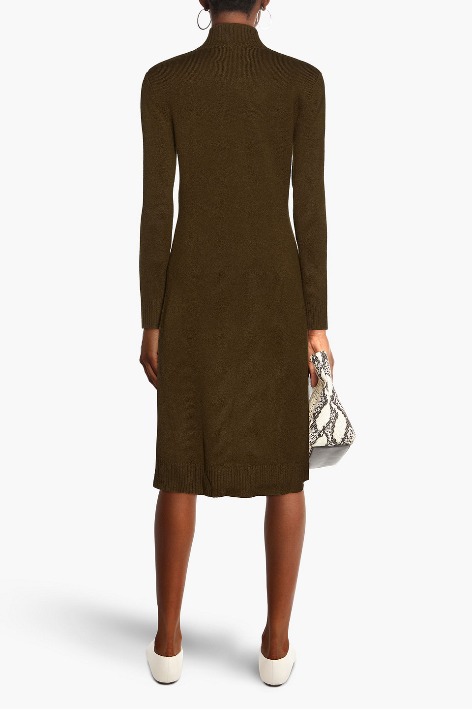 Shop Maje Cashmere-blend Dress In Army Green