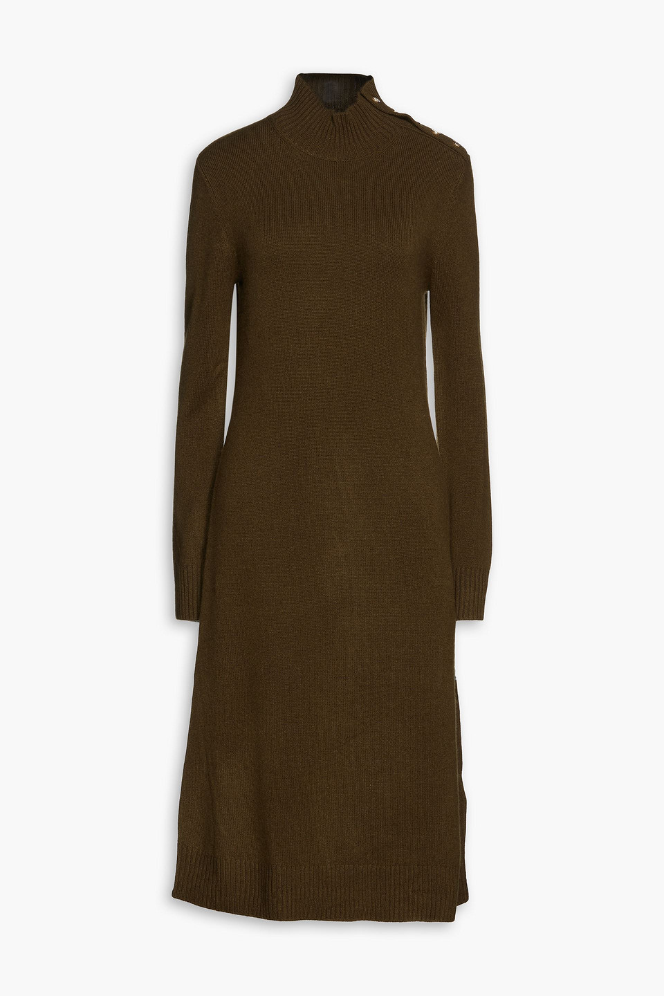 Maje Cashmere-blend Dress In Army Green