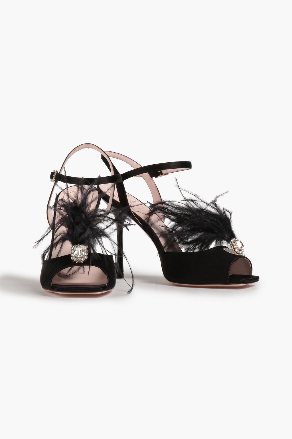 ROGER VIVIER صندل من الساتان مزين بزخارف