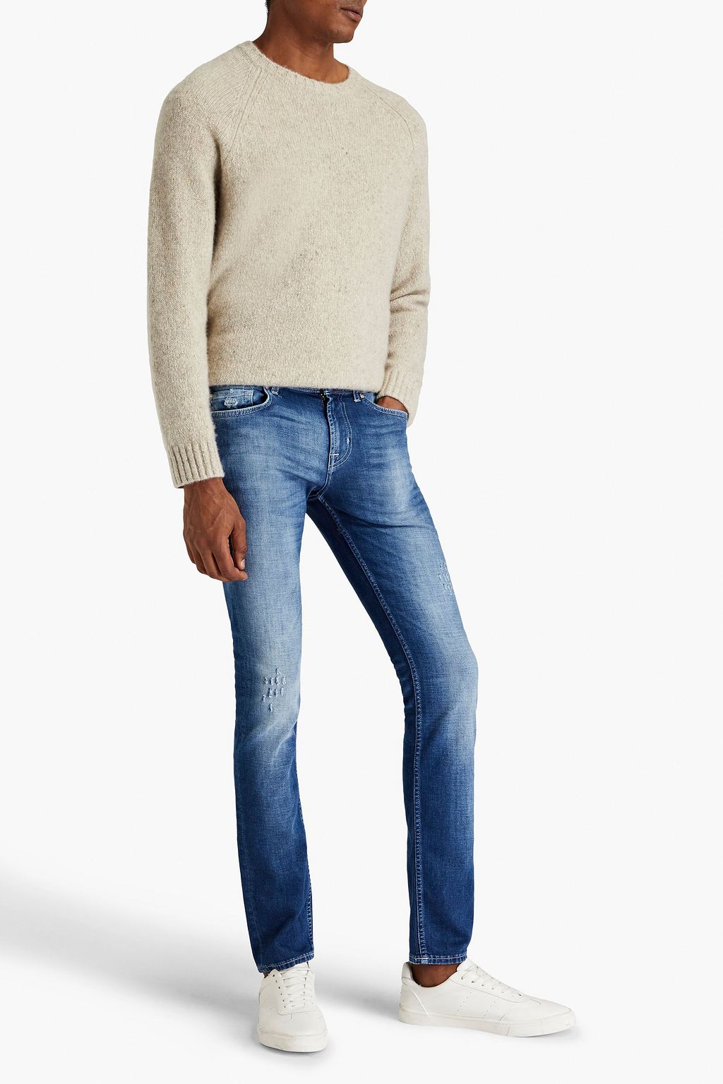 7 FOR ALL MANKIND Ronnie skinny-fit faded distressed denim jeans