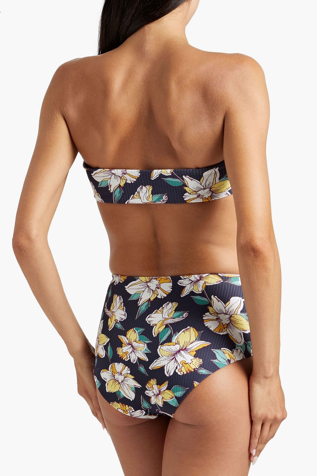EBERJEY Floral-print ribbed high-rise bikini briefs