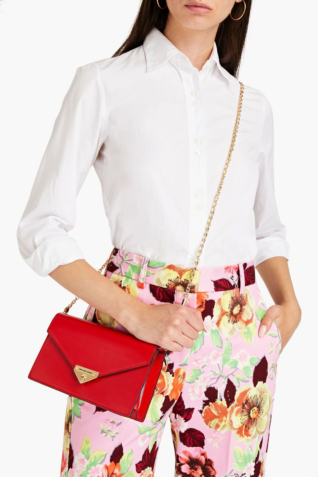 MICHAEL MICHAEL KORS Textured faux patent-leather clutch