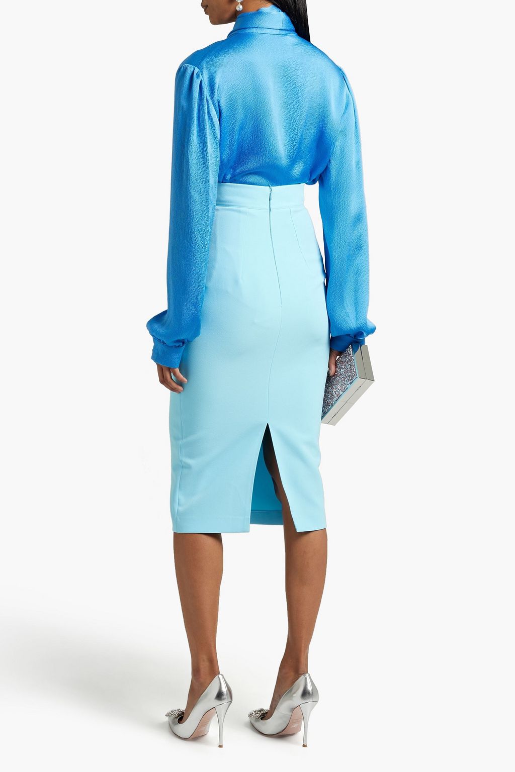 SAFIYAA Hokoku stretch-crepe midi pencil skirt