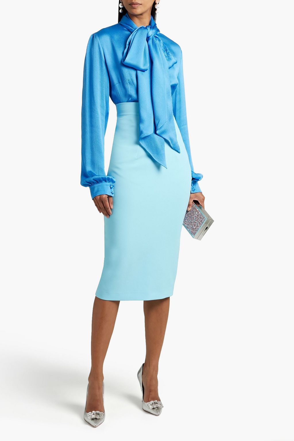 SAFIYAA Hokoku stretch-crepe midi pencil skirt