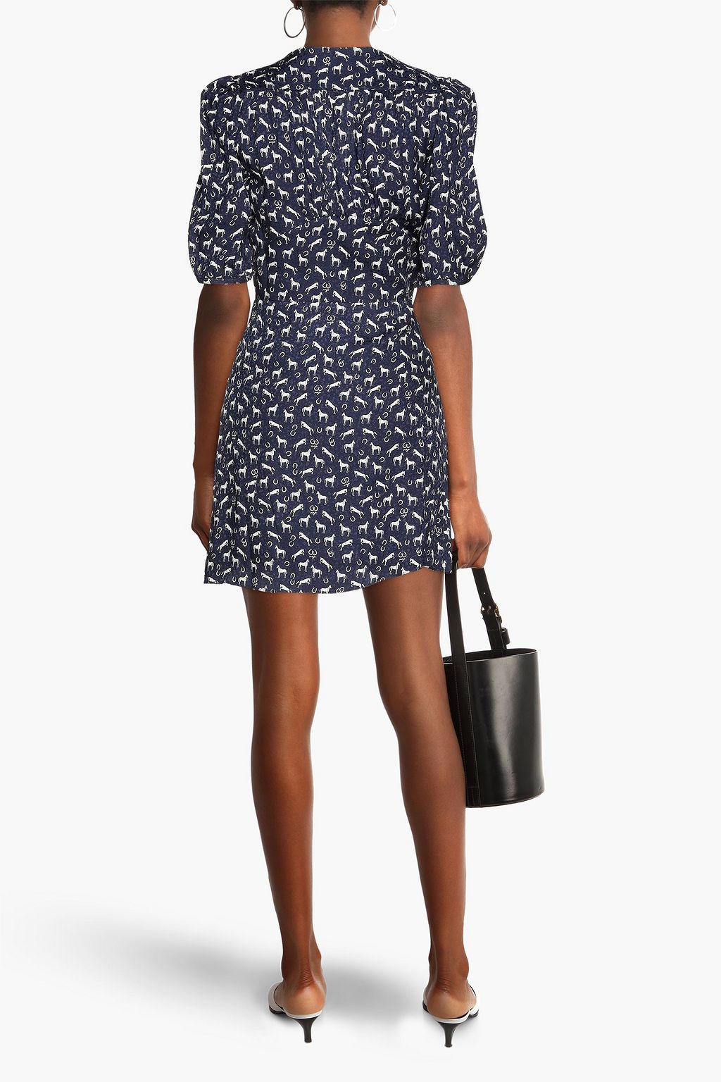 MAJE Printed crepe de chine wrap mini dress