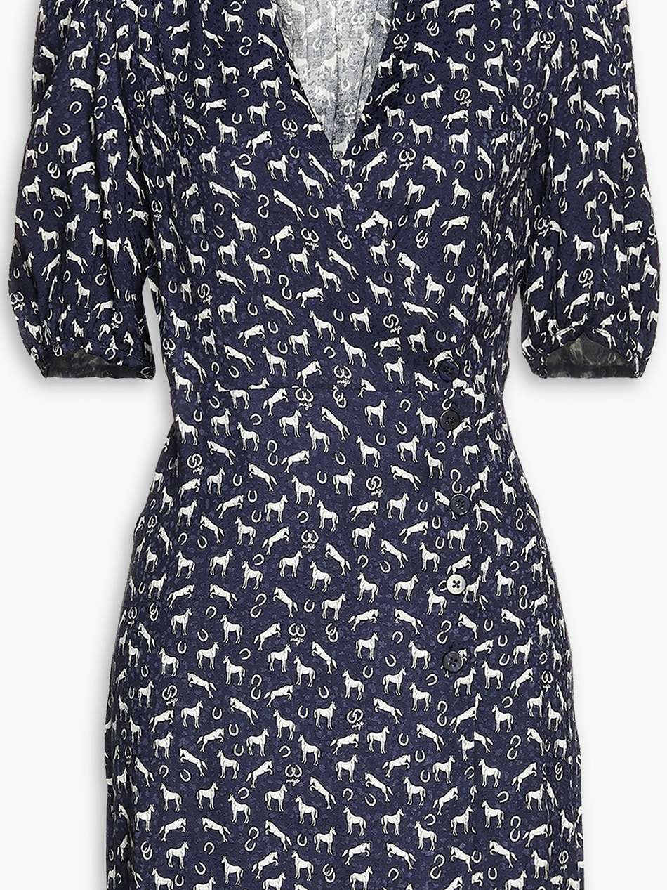 printed jacquard mini wrap dress