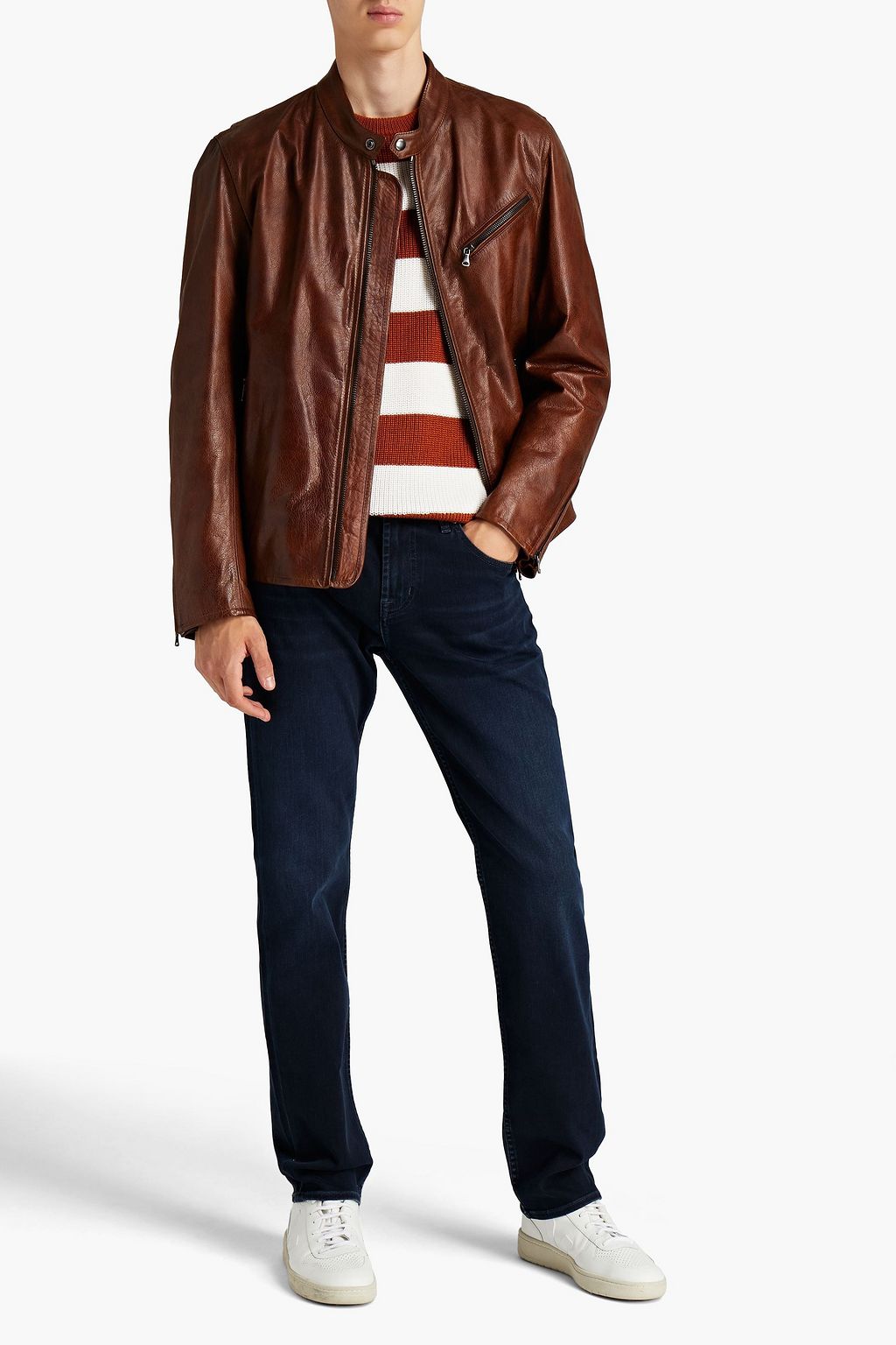 7 FOR ALL MANKIND Jeans aus Denim in ausgewaschener Optik mit schmalem Bein und Sitzfalten