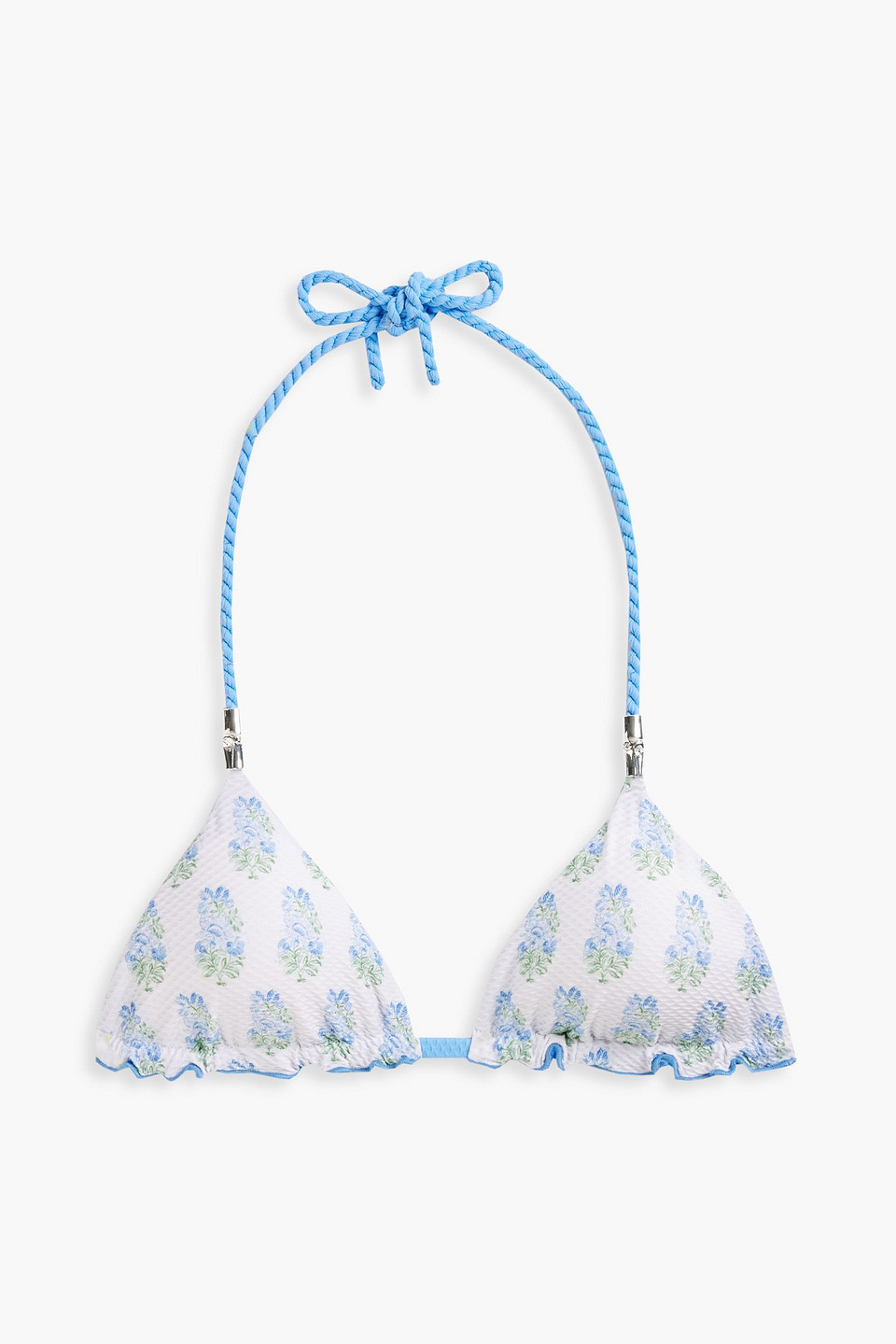 Heidi Klein Stretch-jacquard Triangle Bikini Top In Light Blue