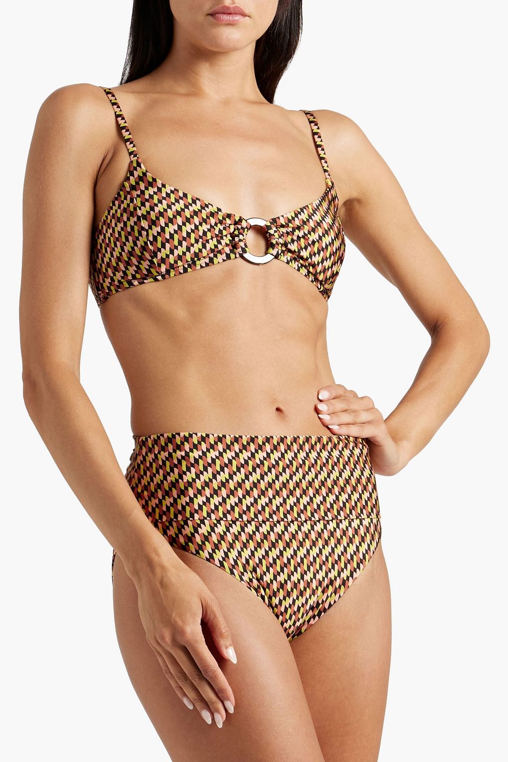 JETS AUSTRALIA BY JESSIKA ALLEN Ring-embellished printed bikini top