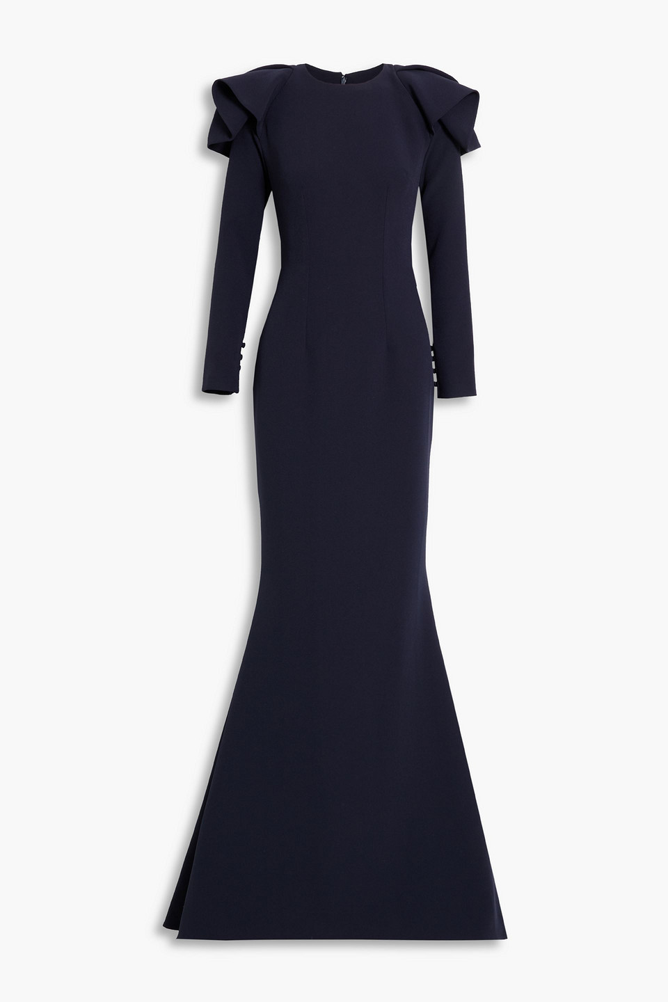Safiyaa Kalon Ruffled Woven Gown In Midnight Blue