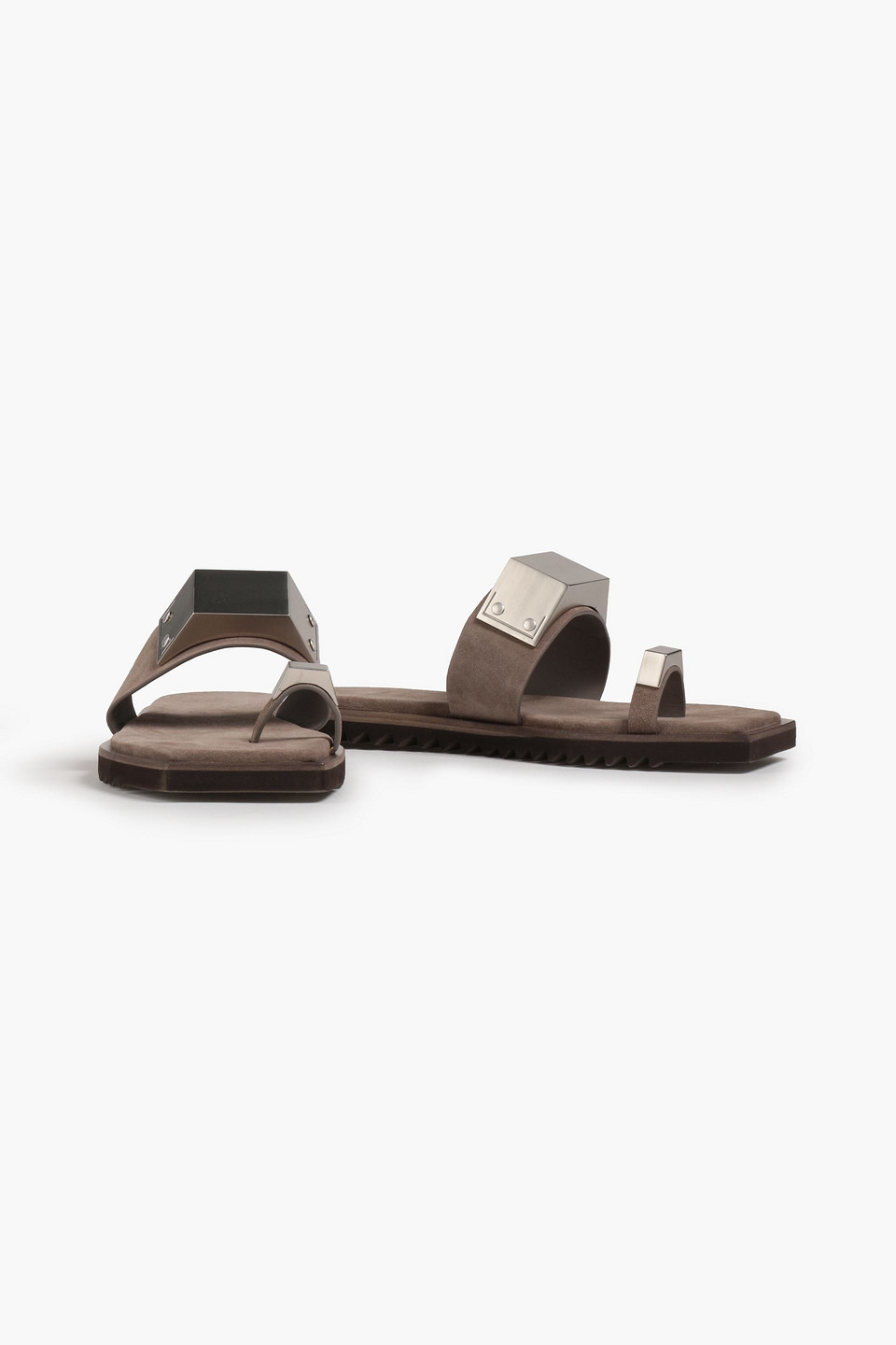 Rick Owens Man Embellished Suede Sandals In Brown