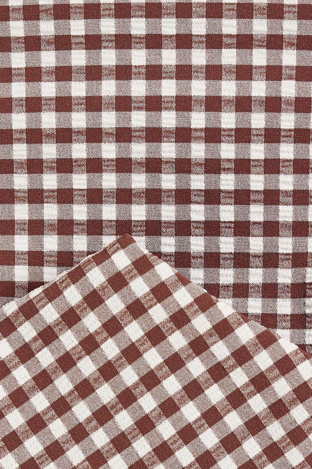 ONIA Daisy gingham seersucker mid-rise bikini briefs