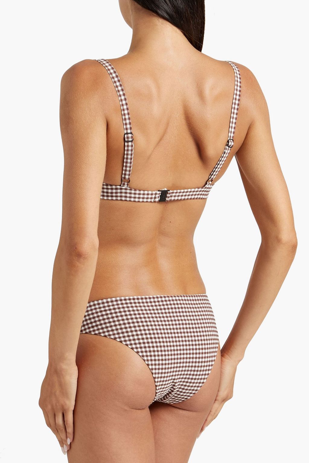ONIA Daisy gingham seersucker mid-rise bikini briefs